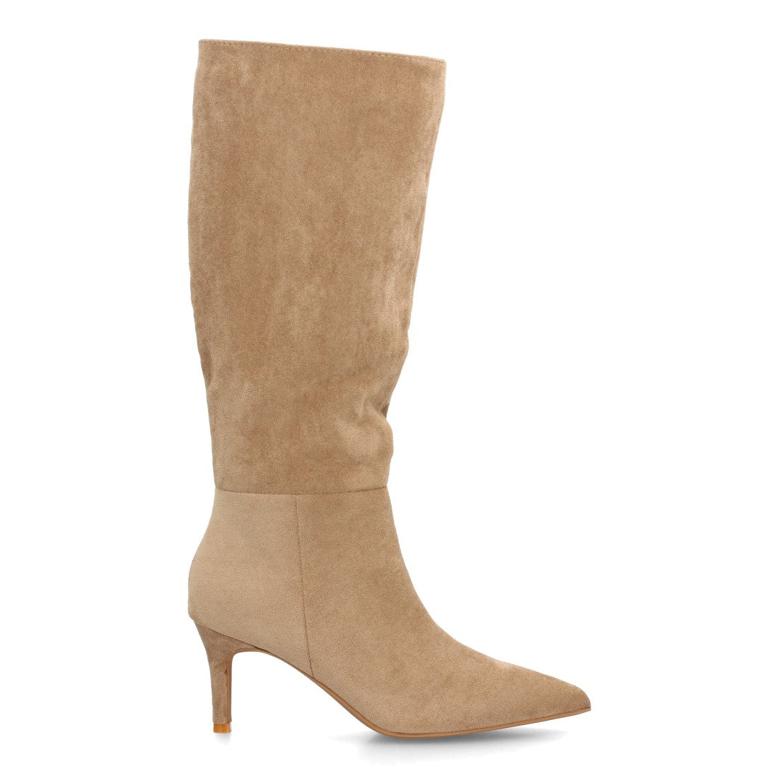 Botas altas verde kaki en efecto ante con tacón fino estilizado