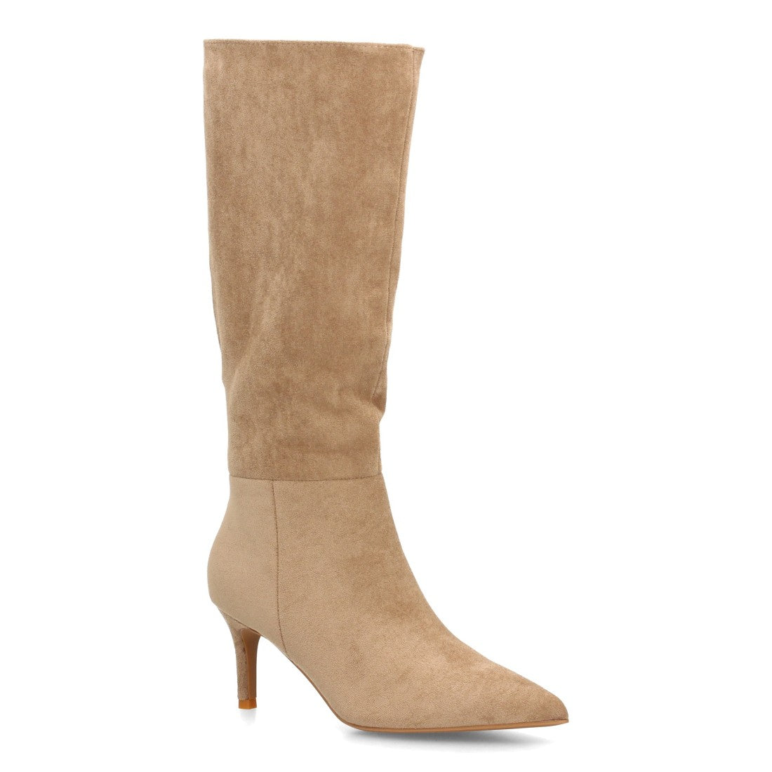 Botas altas verde kaki en efecto ante con tacón fino estilizado