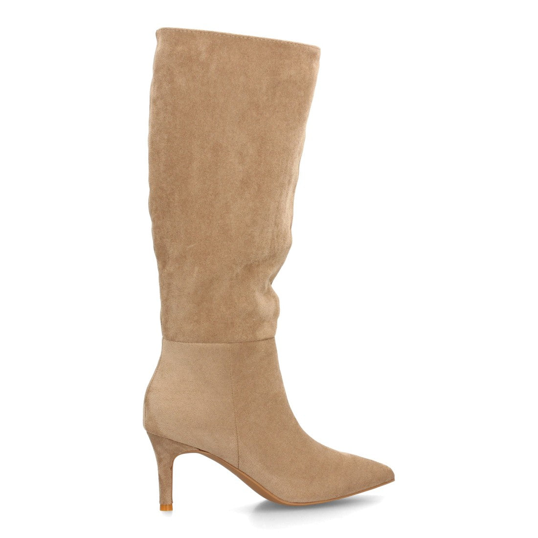 Botas altas verde kaki en efecto ante con tacón fino estilizado