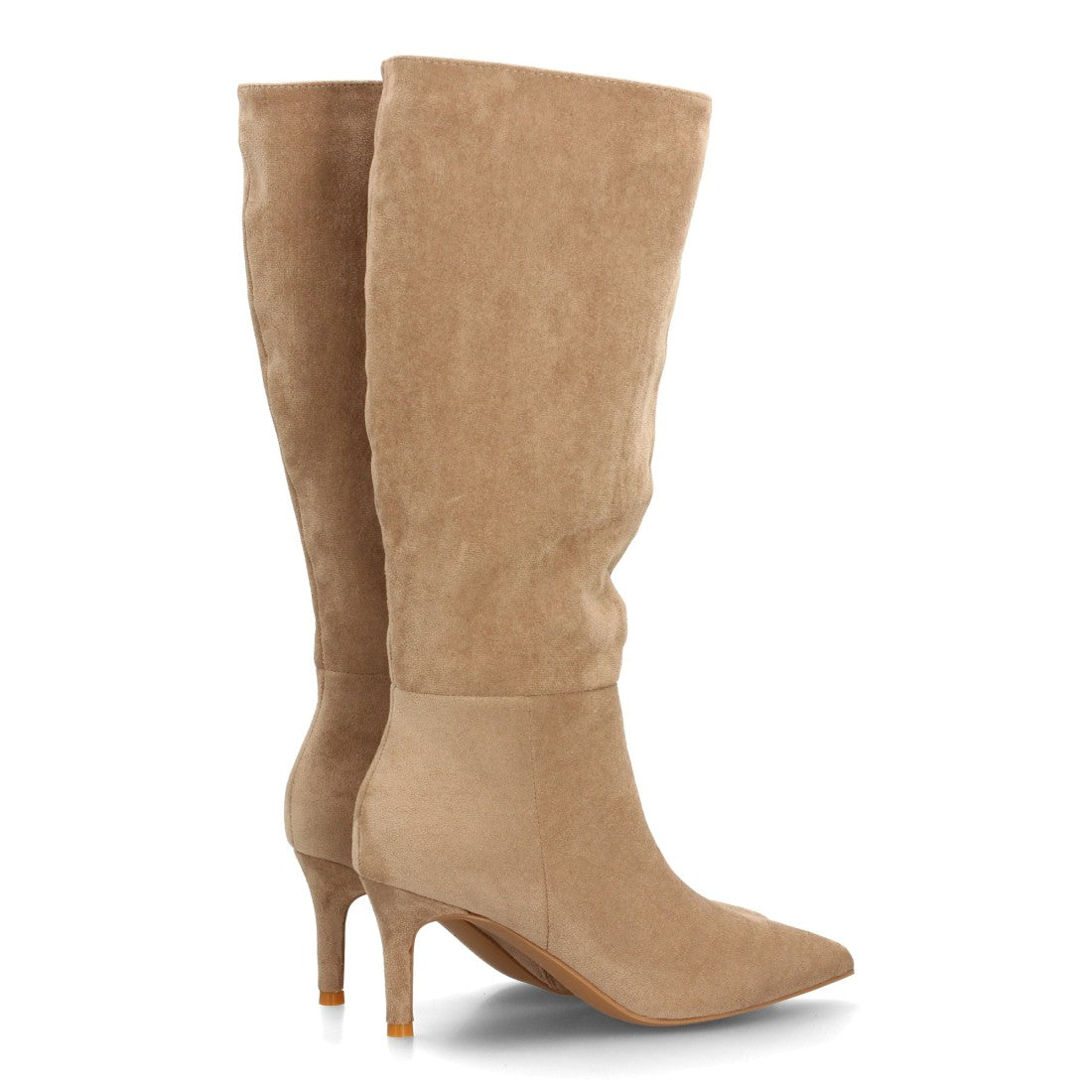 Botas altas verde kaki en efecto ante con tacón fino estilizado
