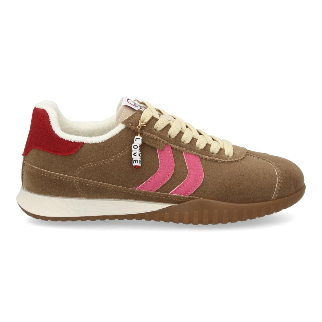 Zapatillas retro en tono kaki con textura efecto ante y adorno decorativo en cordones