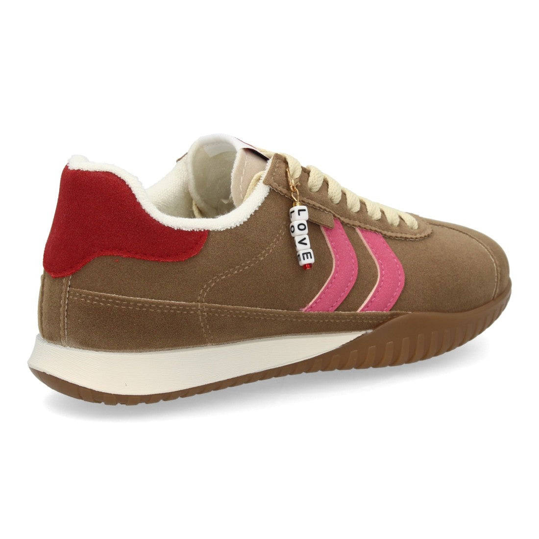 Zapatillas retro en tono kaki con textura efecto ante y adorno decorativo en cordones