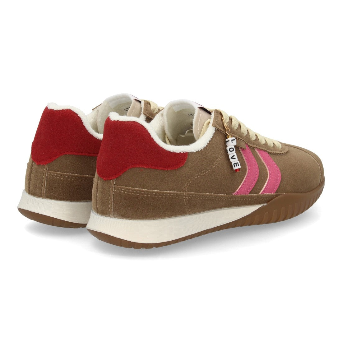 Zapatillas retro en tono kaki con textura efecto ante y adorno decorativo en cordones
