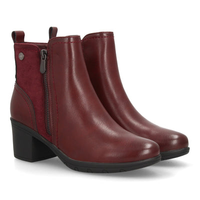 Botines de mujer en color burdeos con tacón cómodo y punta redonda