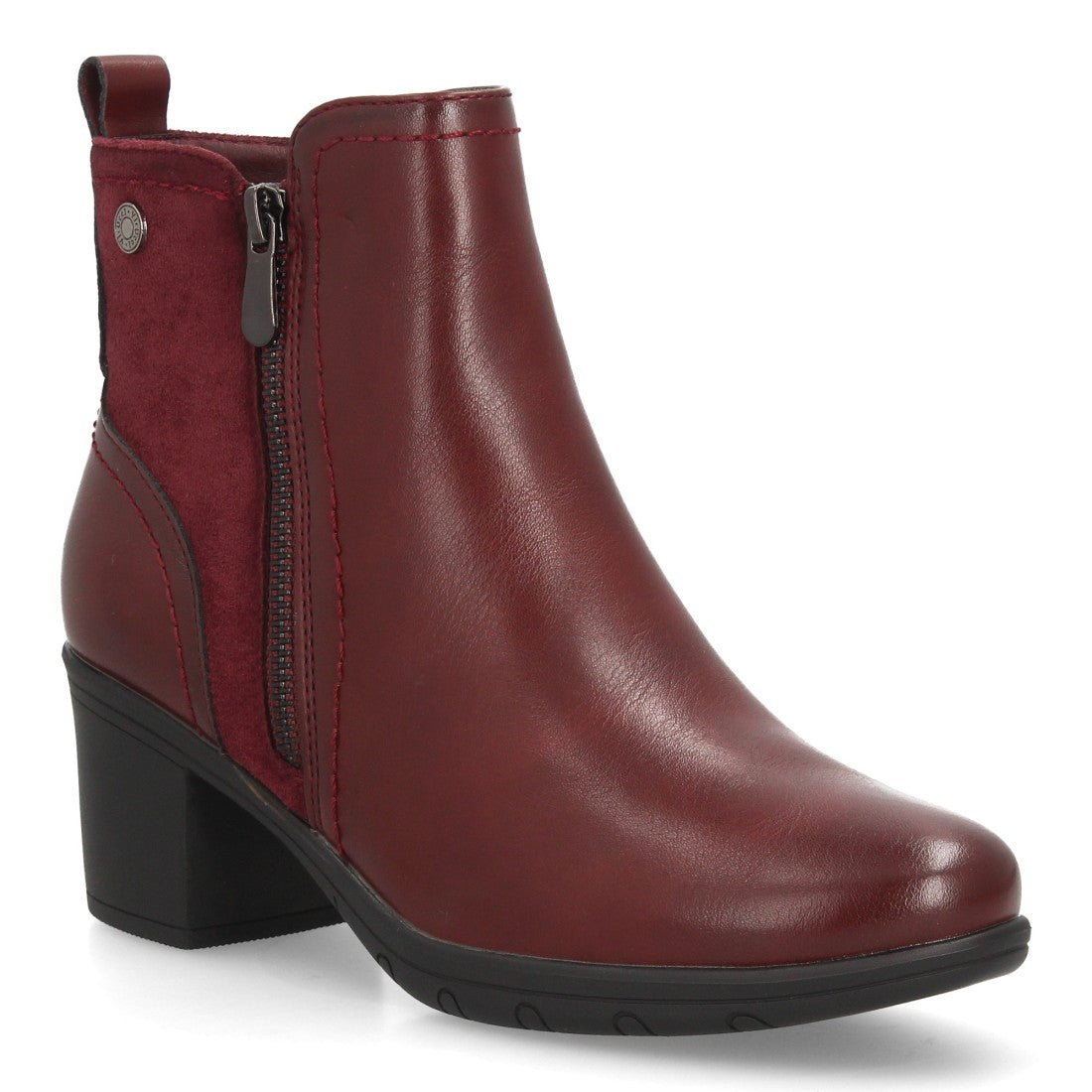 Botines de mujer en color burdeos con tacón cómodo y punta redonda
