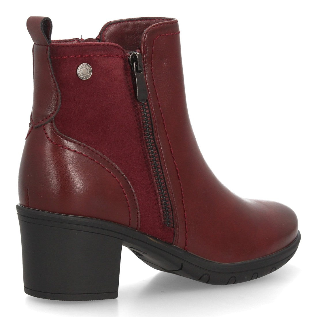 Botines de mujer en color burdeos con tacón cómodo y punta redonda