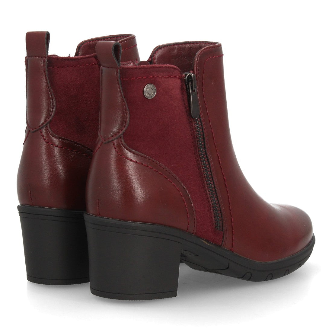 Botines de mujer en color burdeos con tacón cómodo y punta redonda