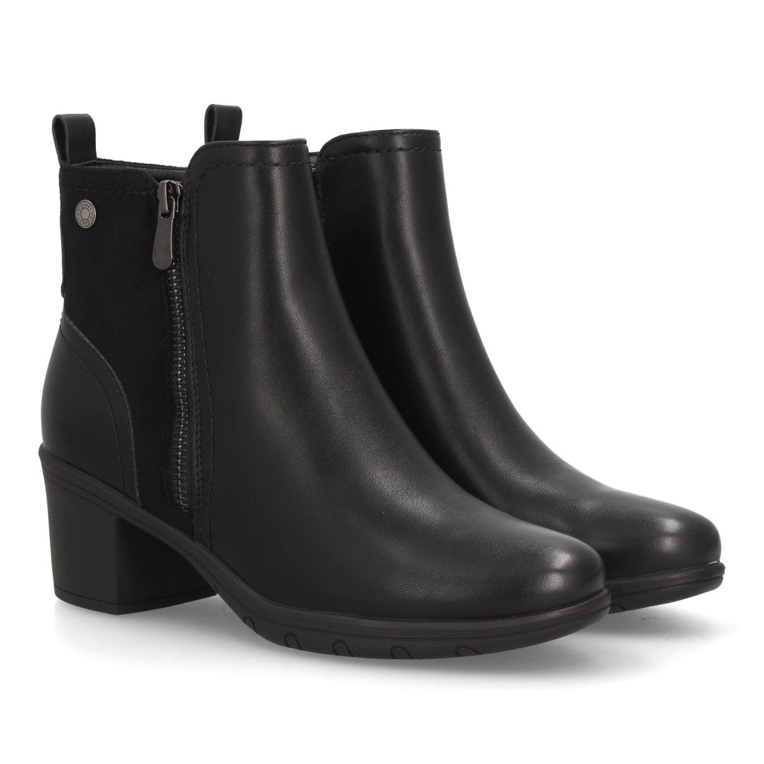 Botines negros de mujer con tacón ancho refinado