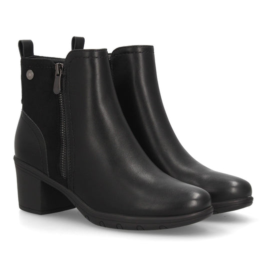 Botines negros de mujer con tacón ancho refinado