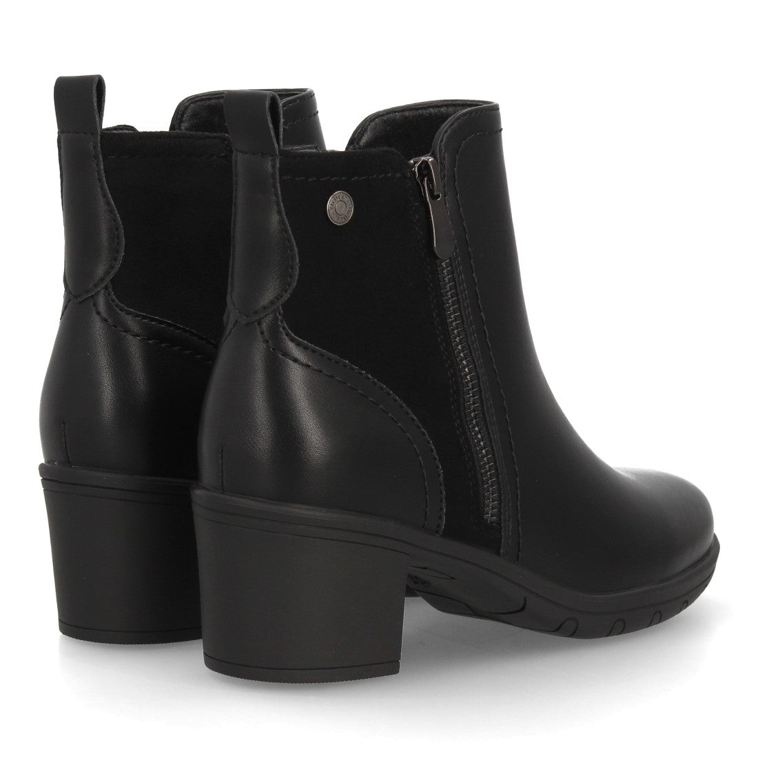 Botines negros de mujer con tacón ancho refinado