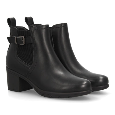 Botines Chelsea negros de mujer con hebilla decorativa