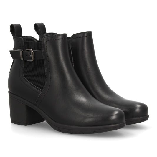 Botines Chelsea negros de mujer con hebilla decorativa