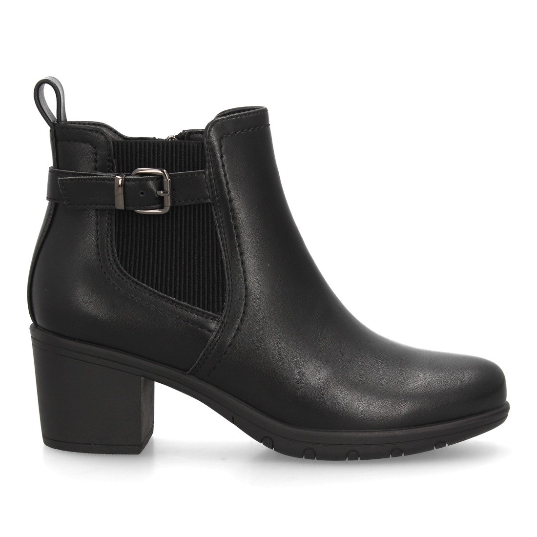Botines Chelsea negros de mujer con hebilla decorativa