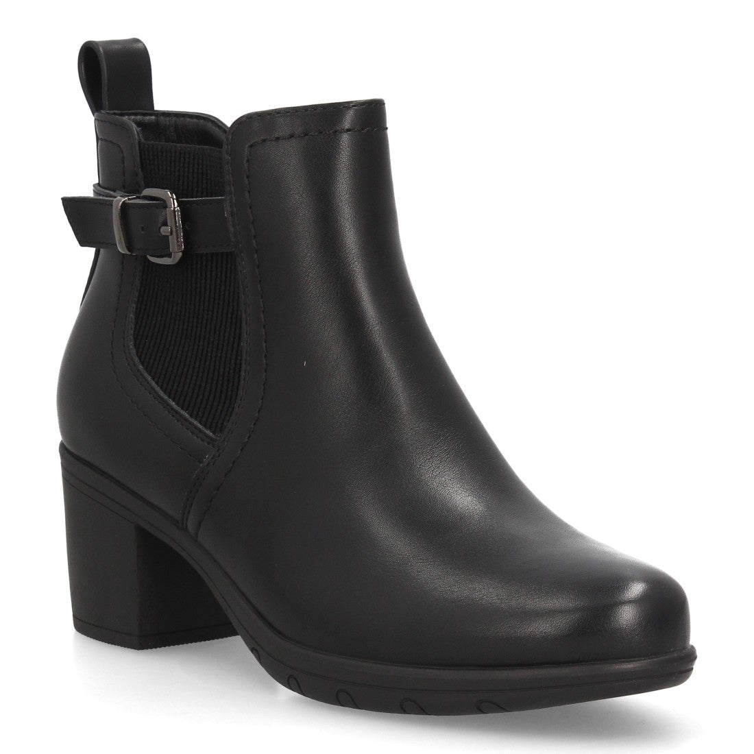 Botines Chelsea negros de mujer con hebilla decorativa