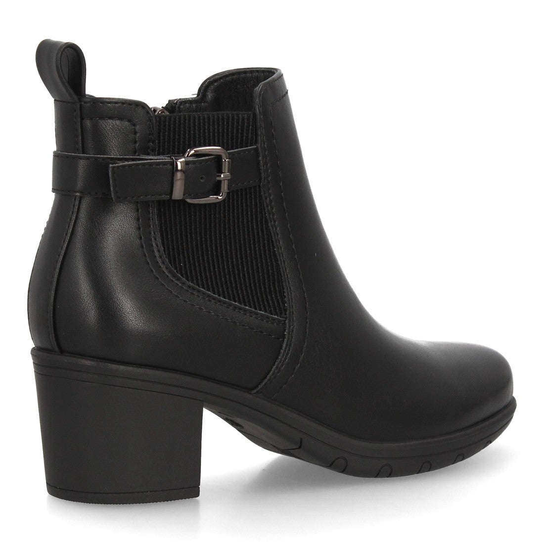 Botines Chelsea negros de mujer con hebilla decorativa