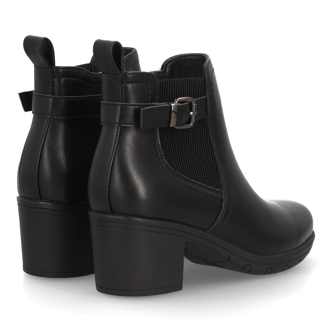 Botines Chelsea negros de mujer con hebilla decorativa