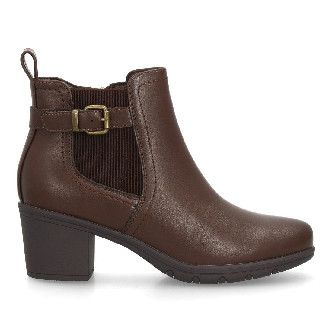 Botines Chelsea marrones de mujer con hebilla