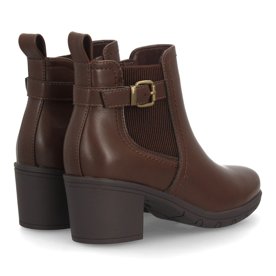 Botines Chelsea marrones de mujer con hebilla