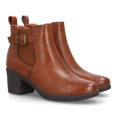 Botines Chelsea camel de mujer con hebilla y elástico