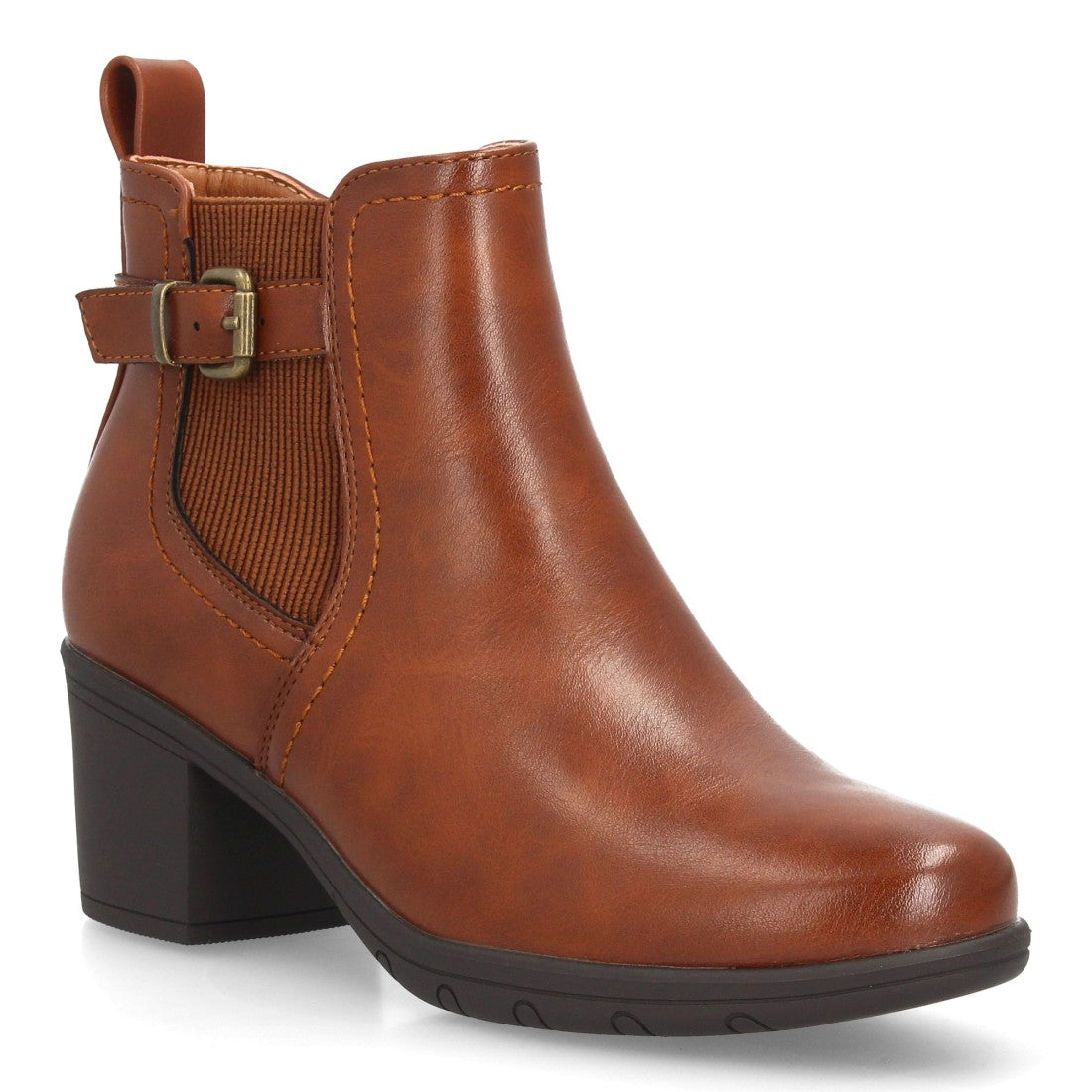 Botines Chelsea camel de mujer con hebilla y elástico
