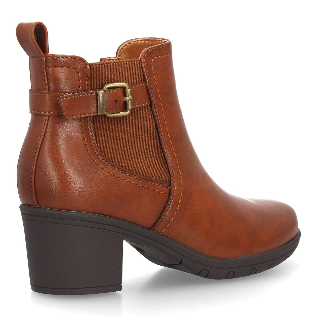 Botines Chelsea camel de mujer con hebilla y elástico