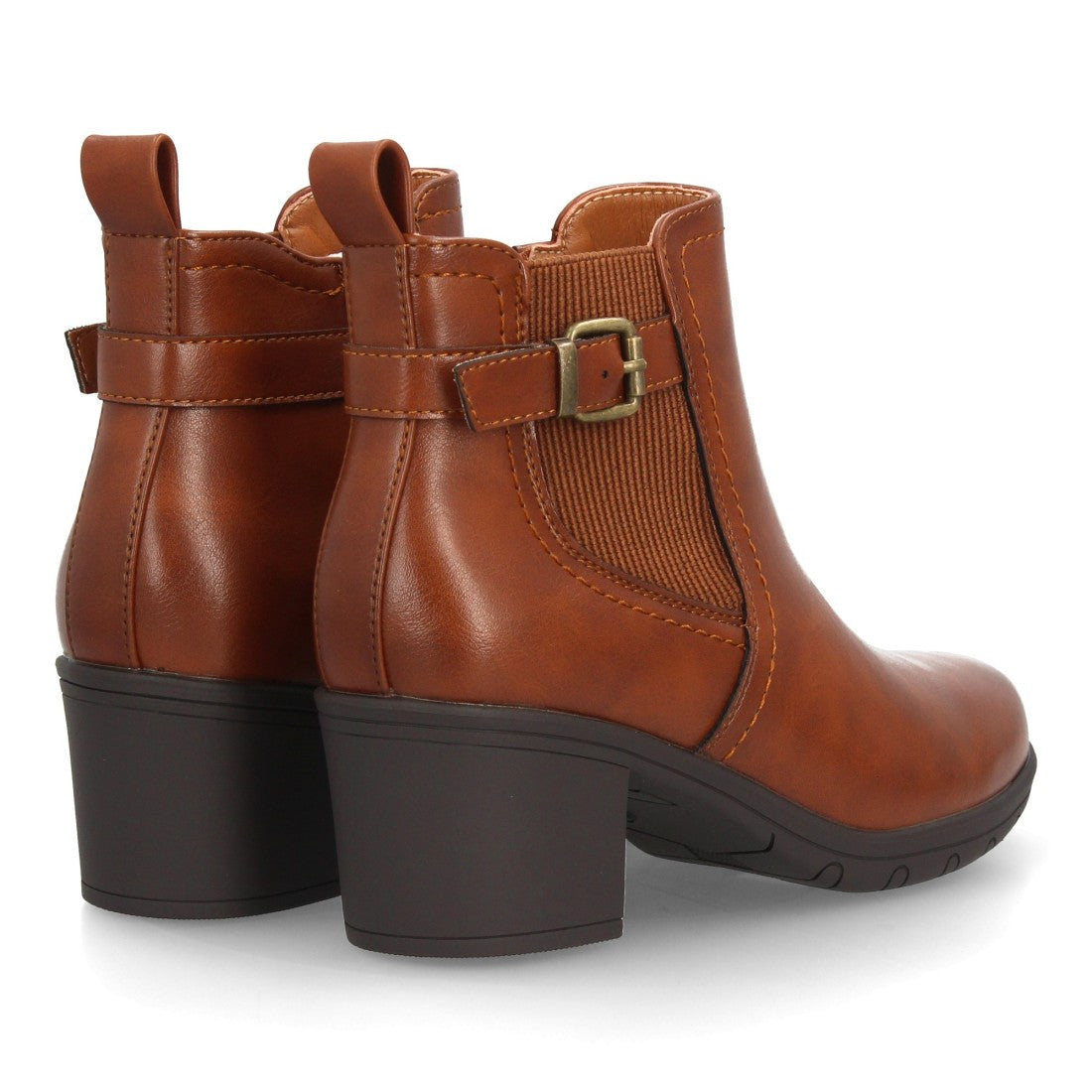 Botines Chelsea camel de mujer con hebilla y elástico