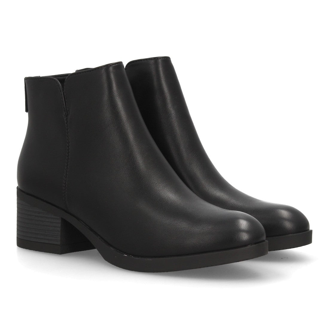 Botines negros lisos de mujer con tacón ancho