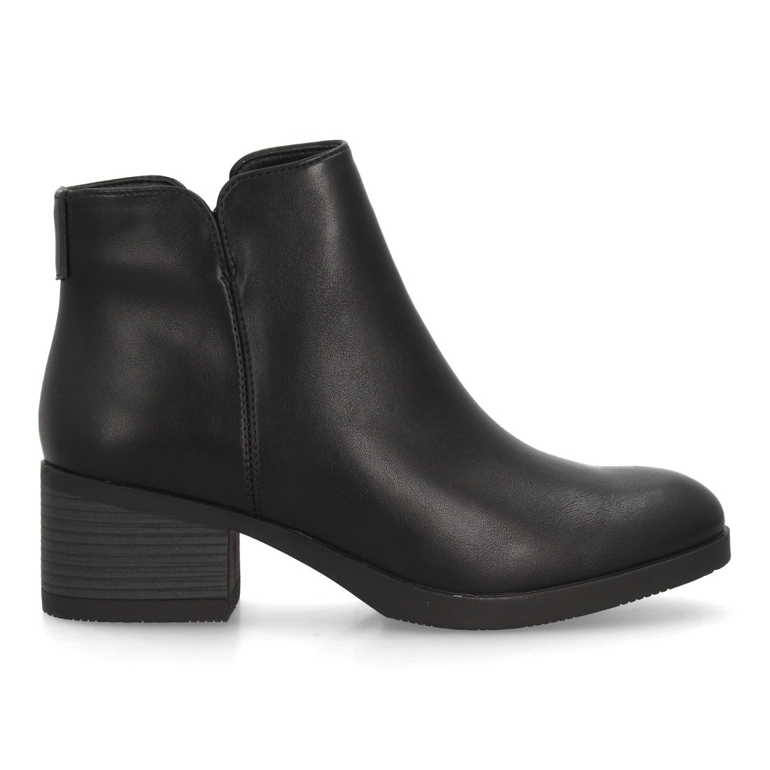 Botines negros lisos de mujer con tacón ancho