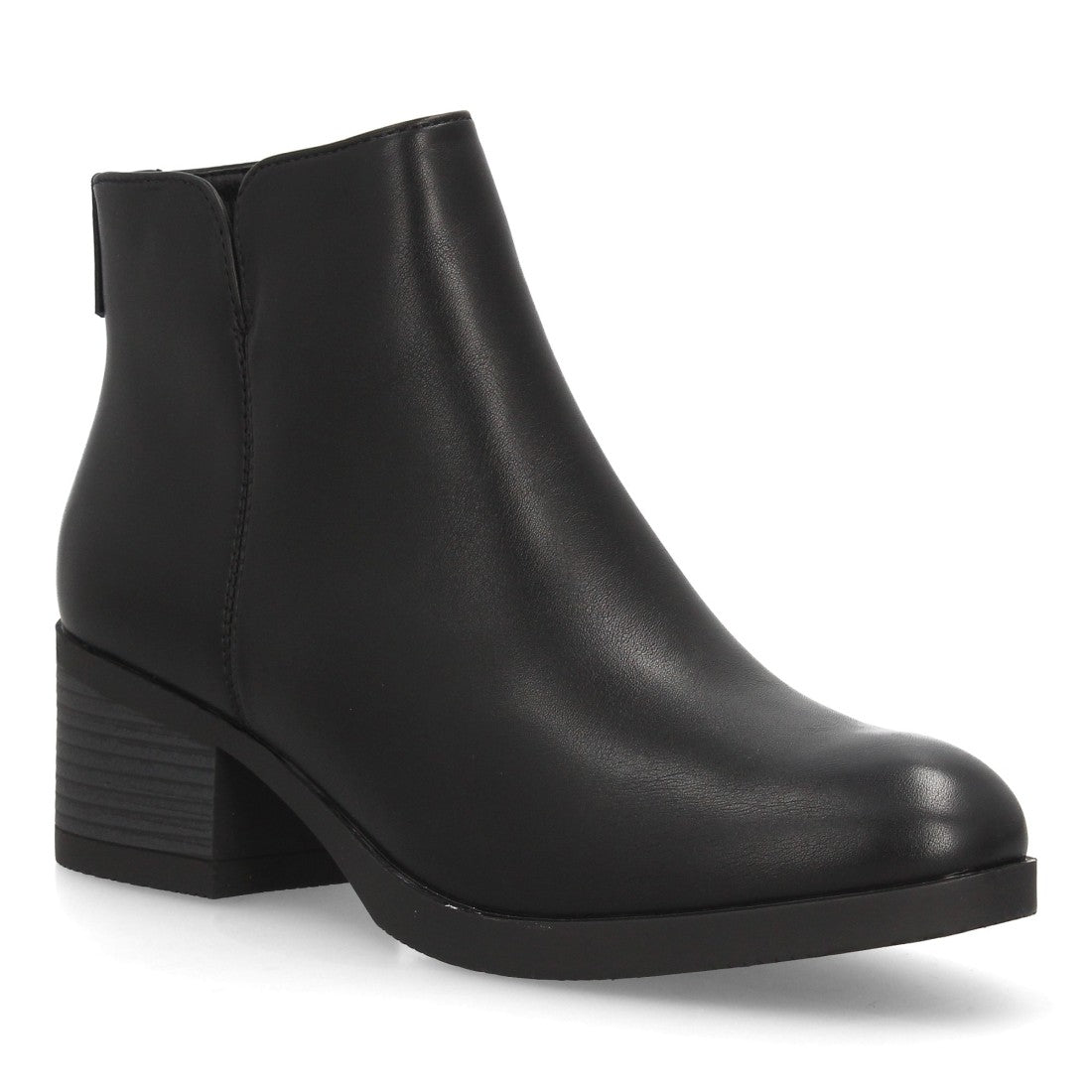 Botines negros lisos de mujer con tacón ancho
