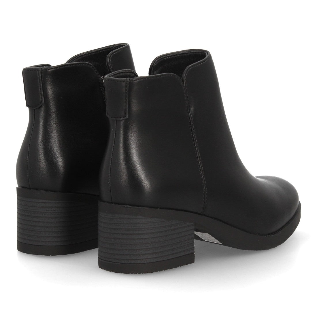 Botines negros lisos de mujer con tacón ancho