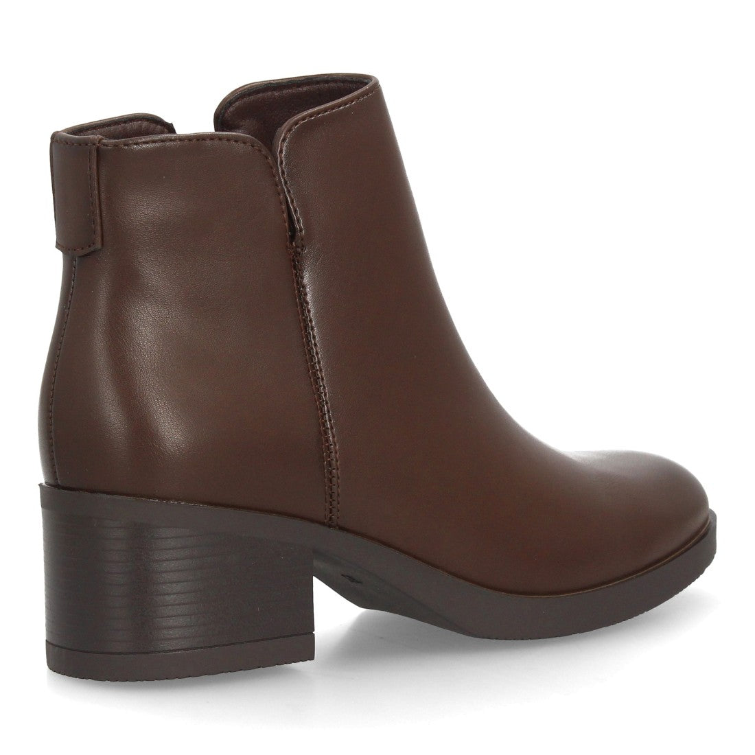 Botines marrones de mujer lisos con tacón ancho
