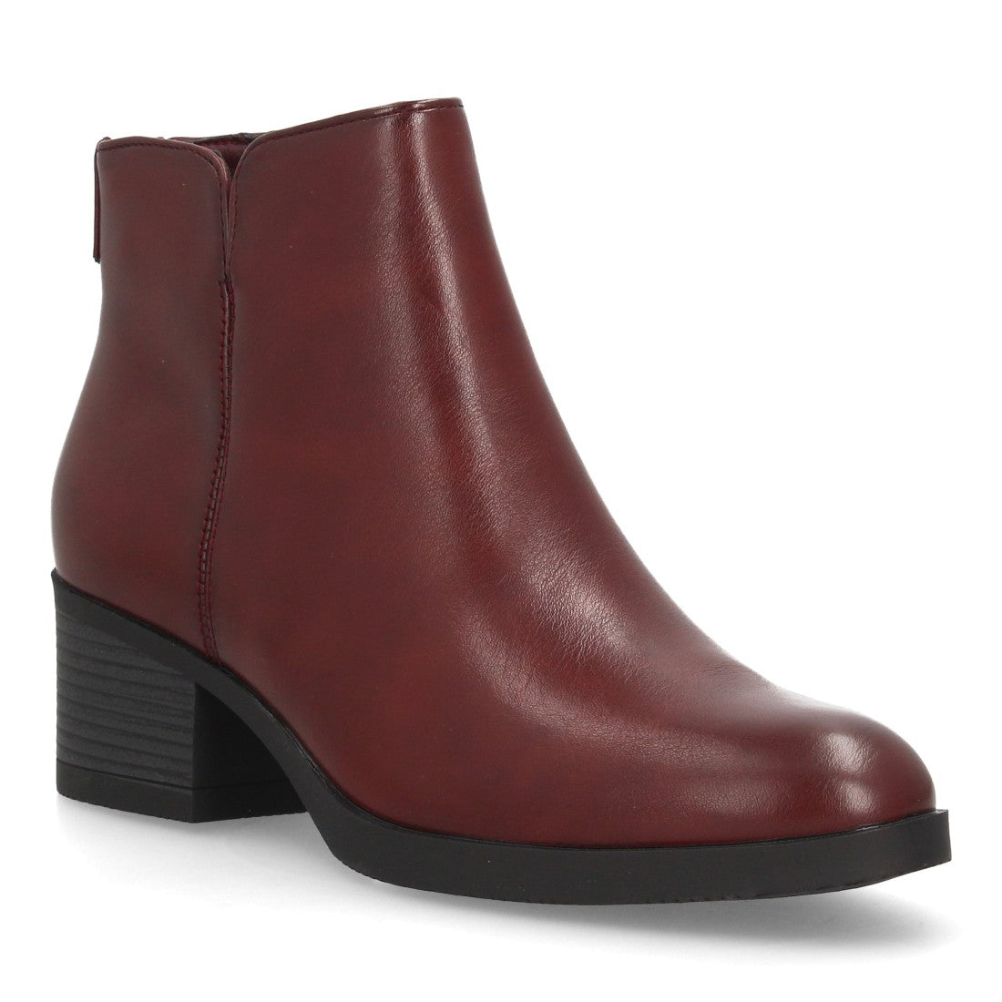 Botines burdeos de mujer con diseño limpio y tacón ancho