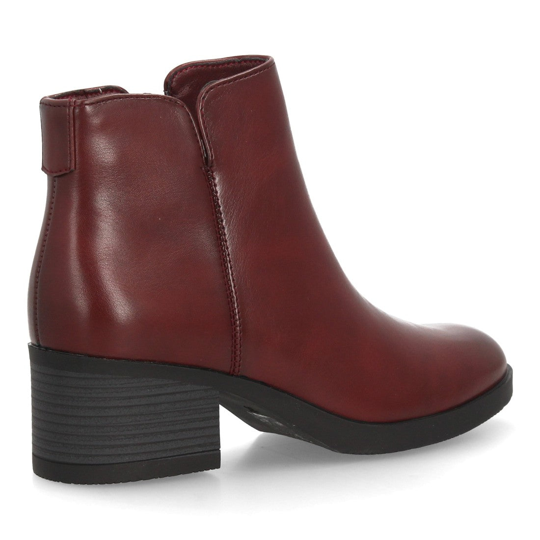Botines burdeos de mujer con diseño limpio y tacón ancho