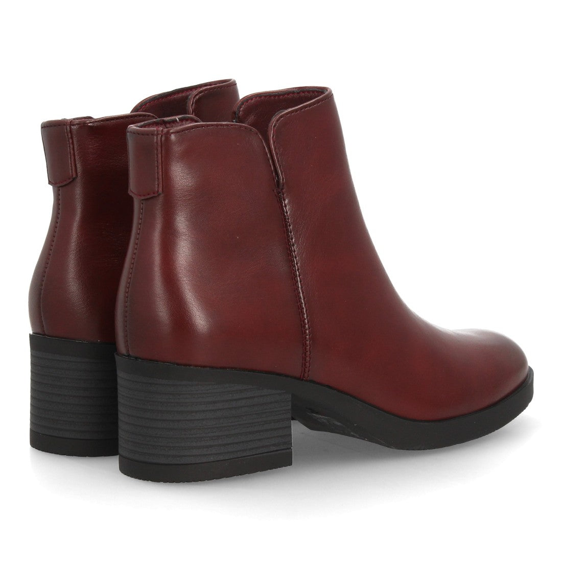 Botines burdeos de mujer con diseño limpio y tacón ancho