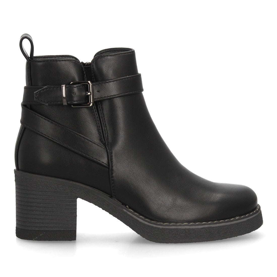 Botines negros de ante sintético para mujer con detalle de hebilla en el tobillo