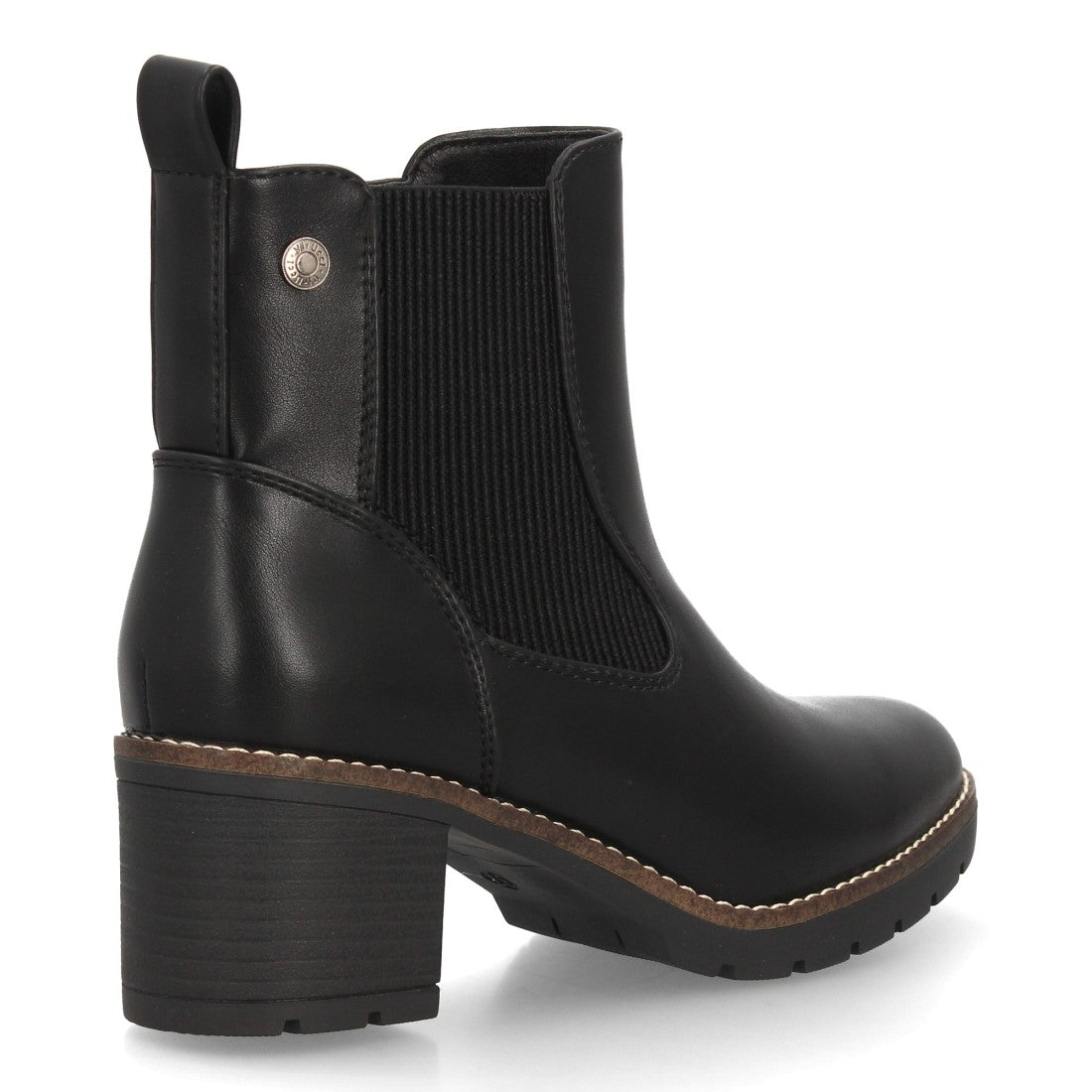 Botines Chelsea negros clásicos para mujer con paneles elásticos y tacón cómodo