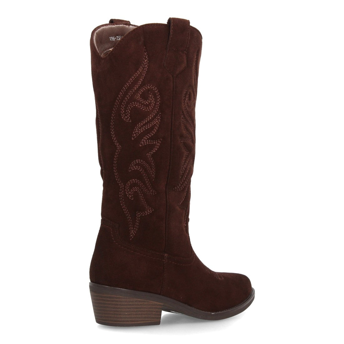 Botas camperas altas de mujer en color marrón castaño efecto ante con tacón ancho