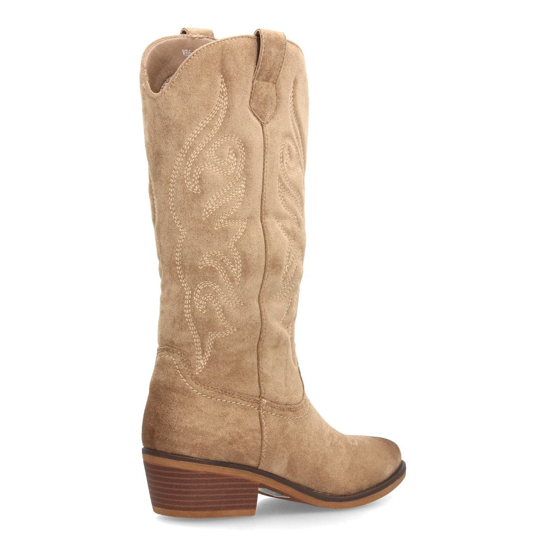 Botas altas cowboy en color verde kaki con acabado efecto ante y punta fina para mujer