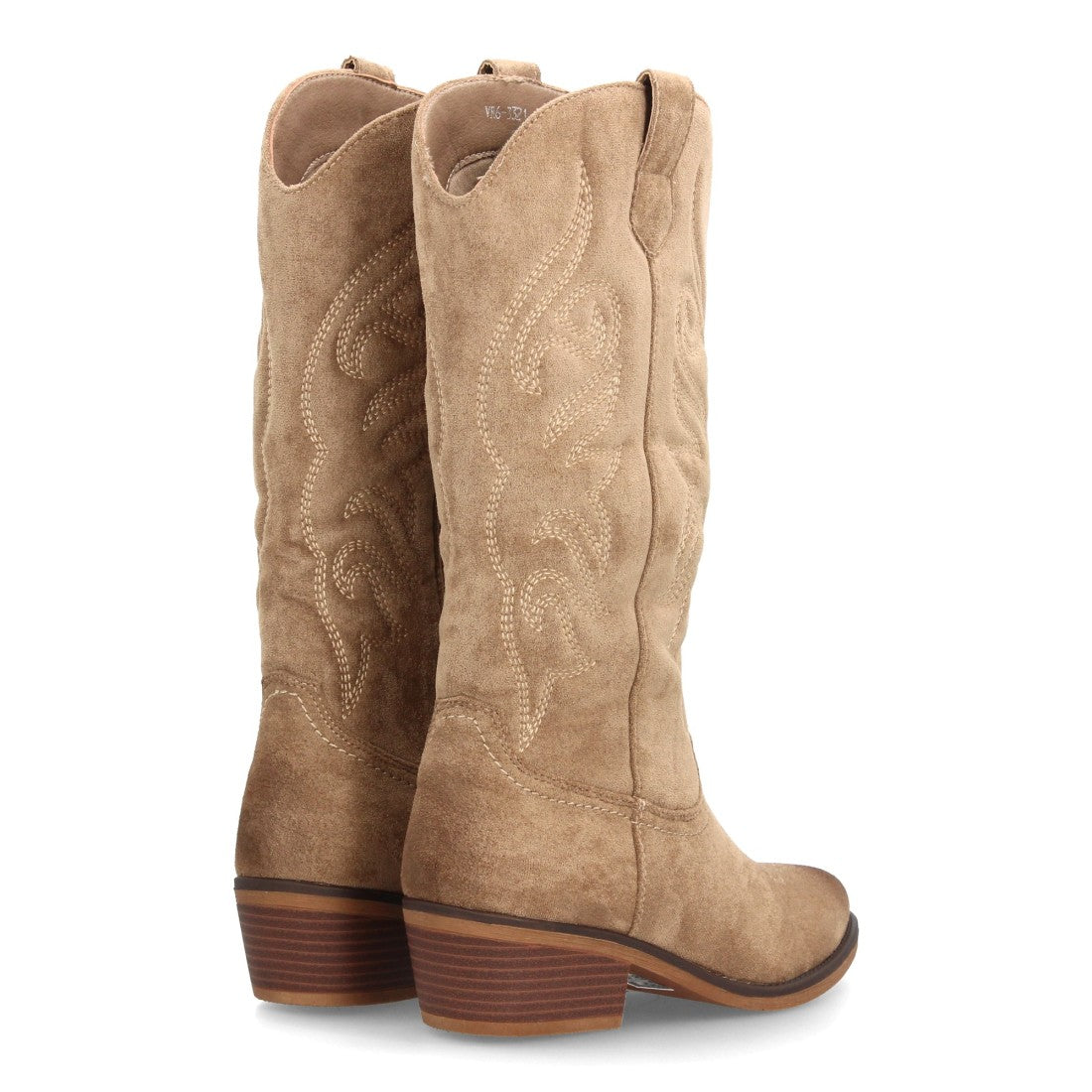 Botas altas cowboy en color verde kaki con acabado efecto ante y punta fina para mujer