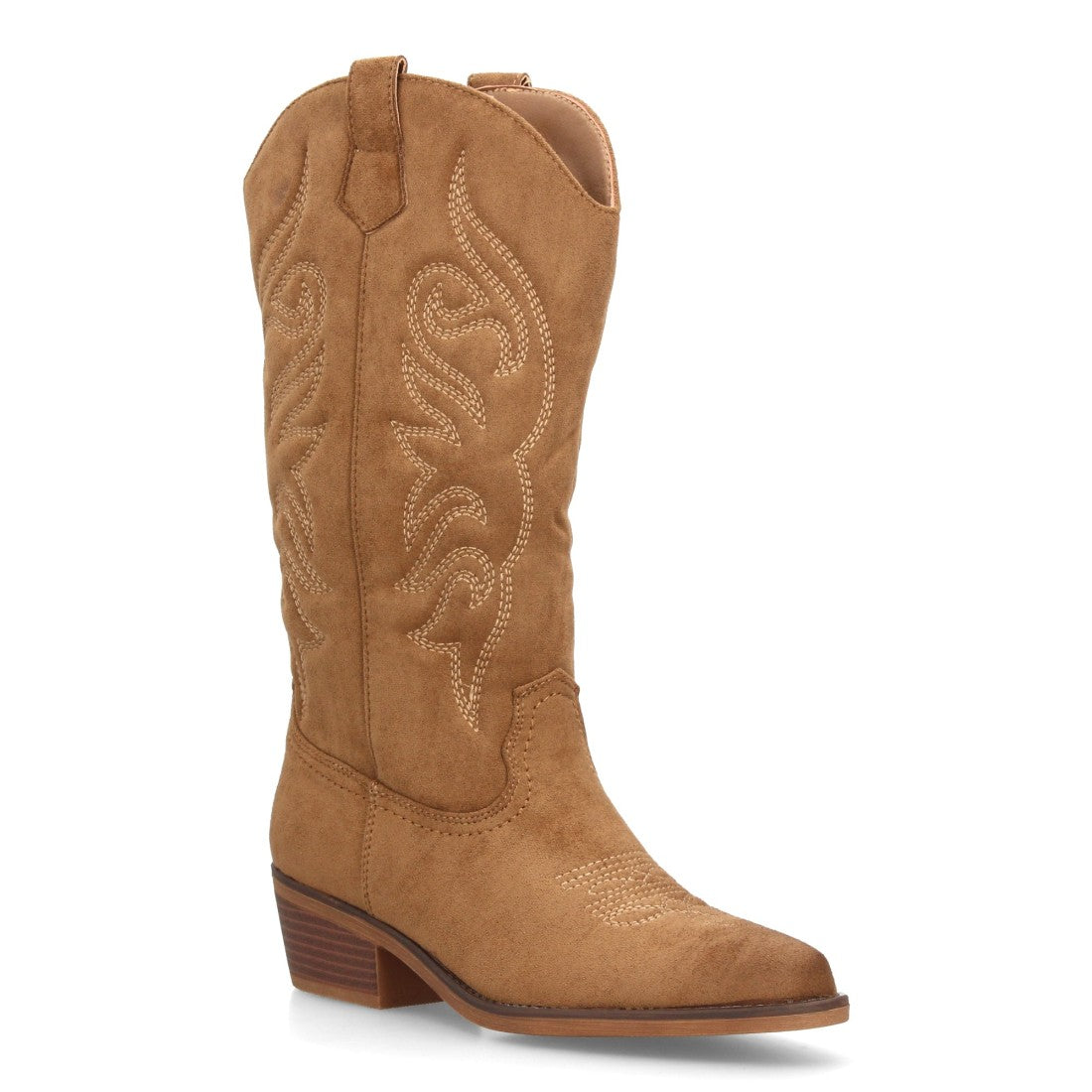 Botas altas cowboy camel de mujer en efecto ante