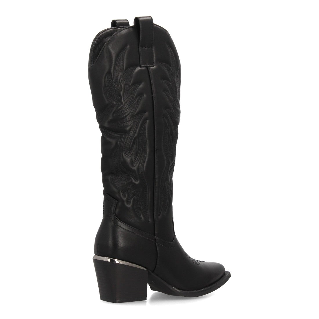 Botas altas cowboy negras de mujer con detalle metálico