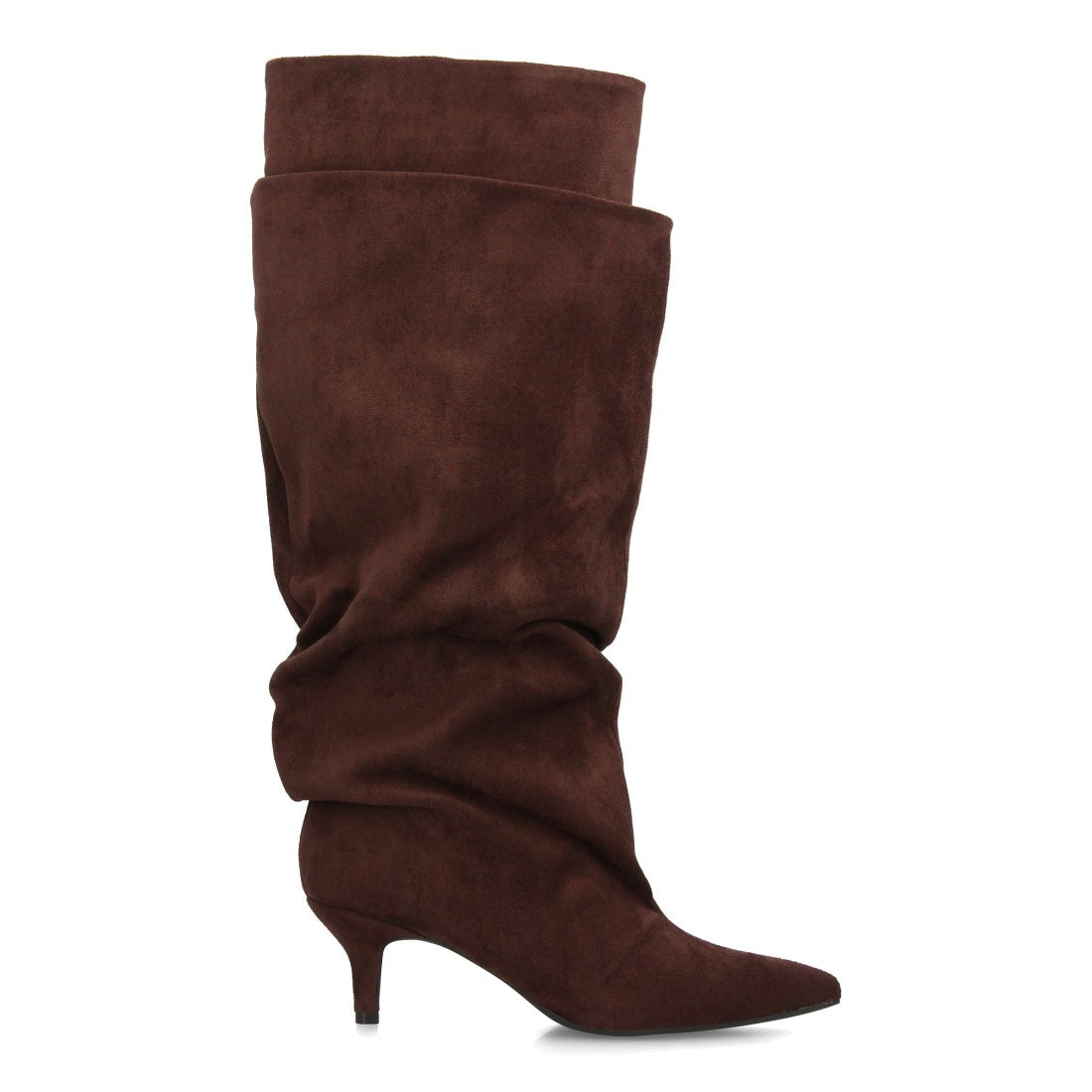 Botas altas marrón de diseño doble capa con caña exterior ancha fruncida
