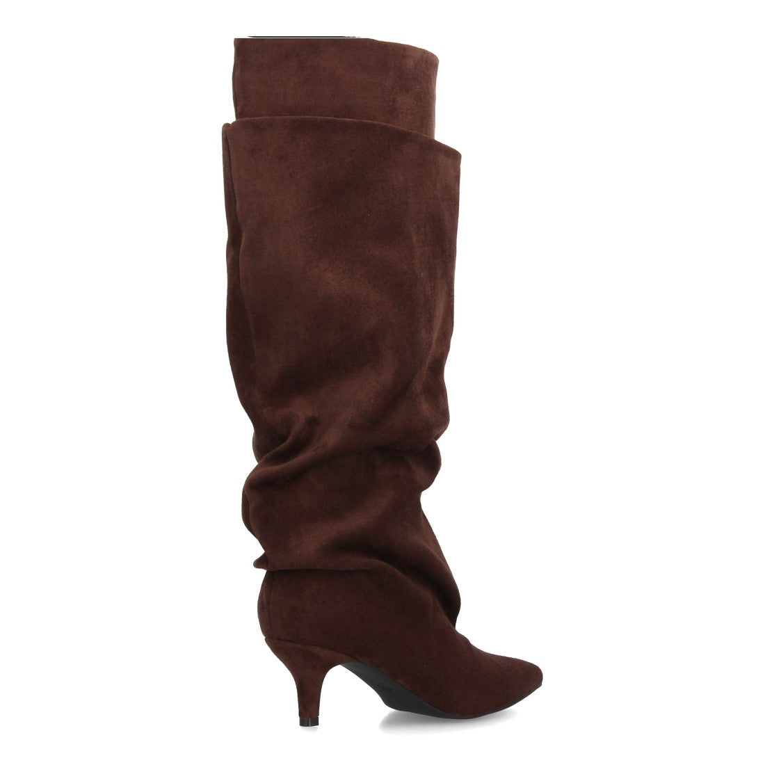 Botas altas marrón de diseño doble capa con caña exterior ancha fruncida