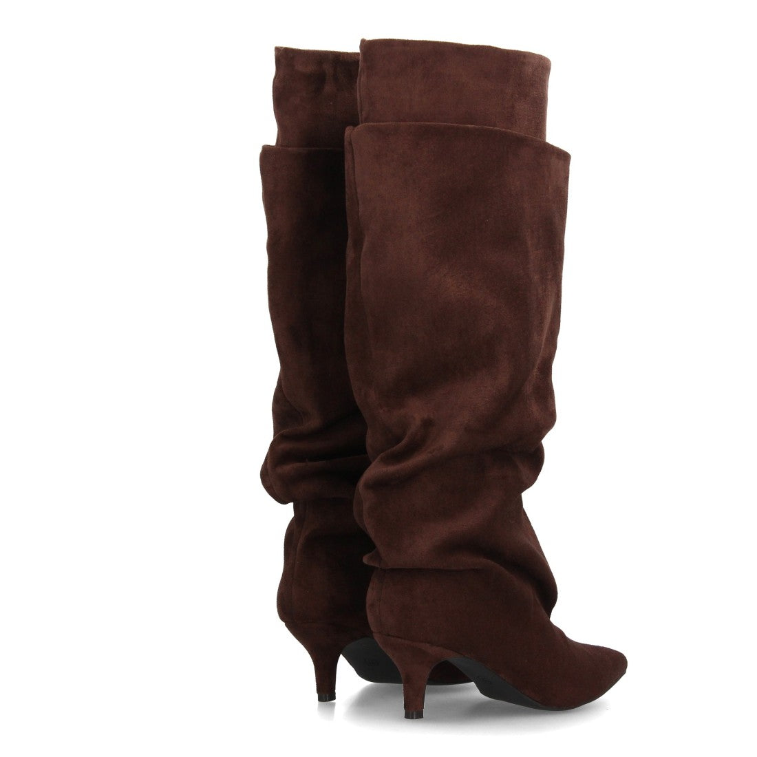 Botas altas marrón de diseño doble capa con caña exterior ancha fruncida