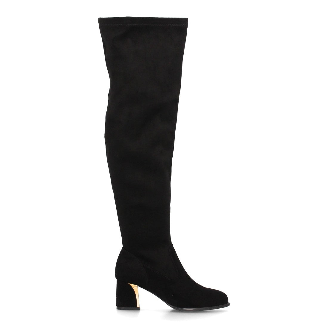 Botas altas negras de mujer por encima de la rodilla en tejido efecto ante