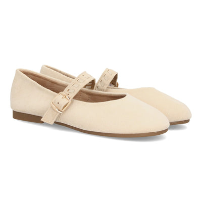 Bailarinas barefoot Mary Jane en color beige con hebilla ajustable y suela plana