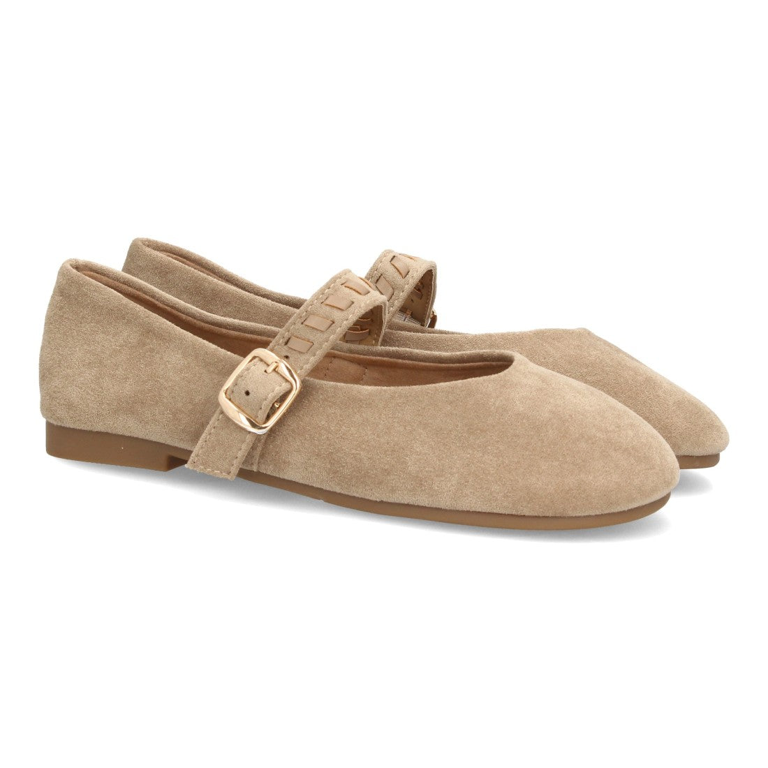 Bailarinas barefoot Mary Jane en color kaki con correa de hebilla y suela plana ergonómica