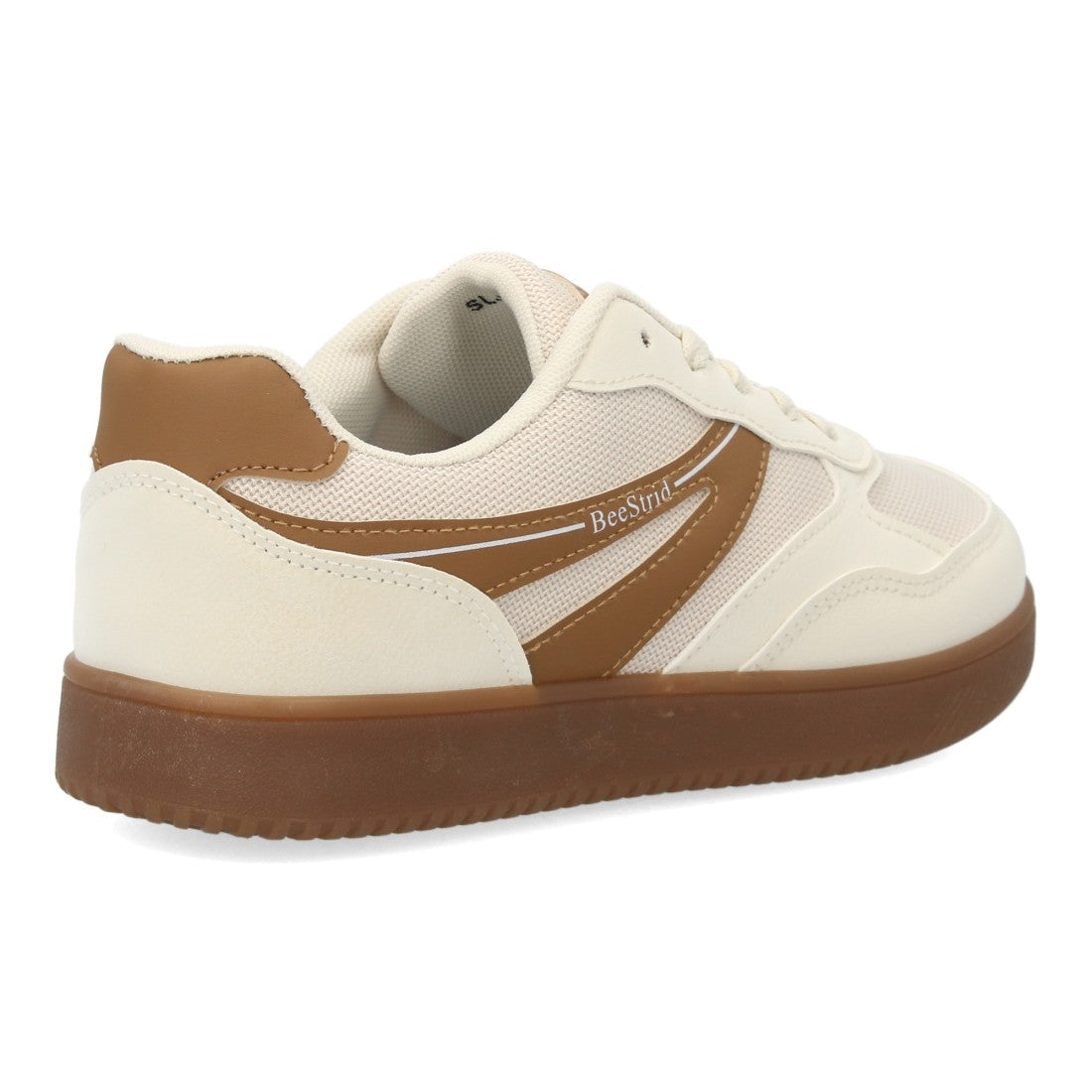 Zapatillas deportivas barefoot en tono beige con paneles multitextura y cordones