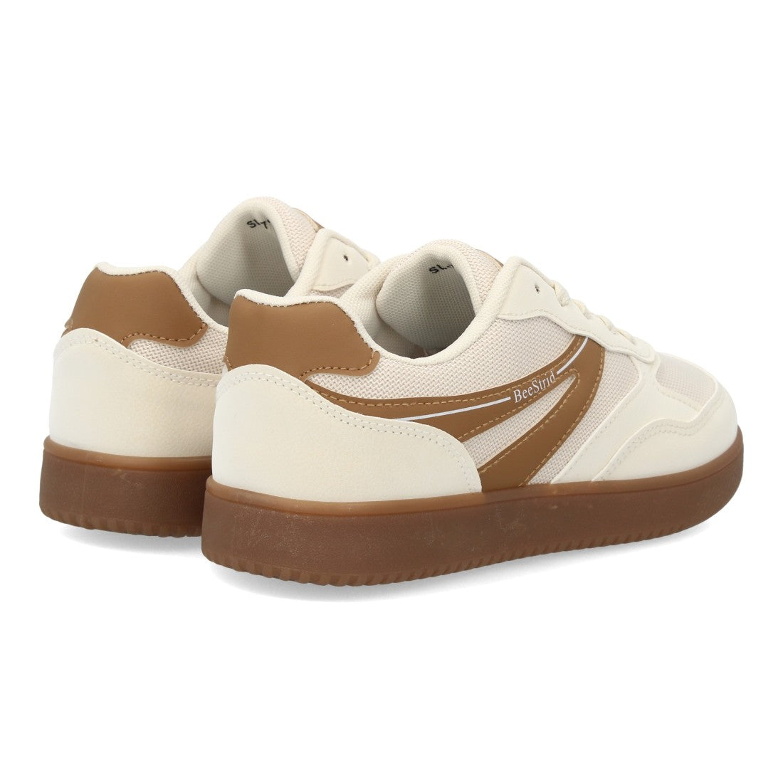 Zapatillas deportivas barefoot en tono beige con paneles multitextura y cordones