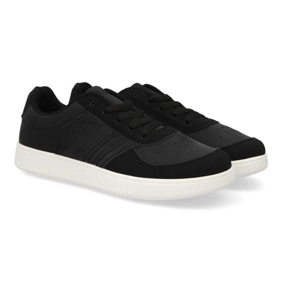 Zapatillas urbanas barefoot negras con combinación de texturas y cierre de cordones
